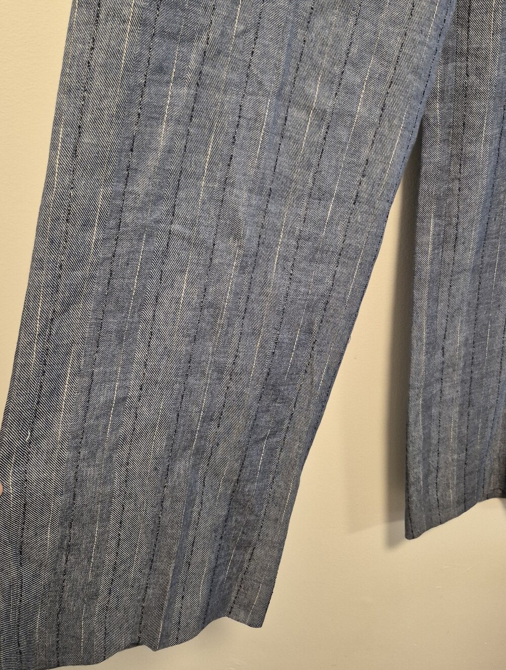 L' Agence Livvy Pinstripe Straight Wide Leg Trousers Blue Pants Womens Sz 8 $450 - Picture 8 of 15